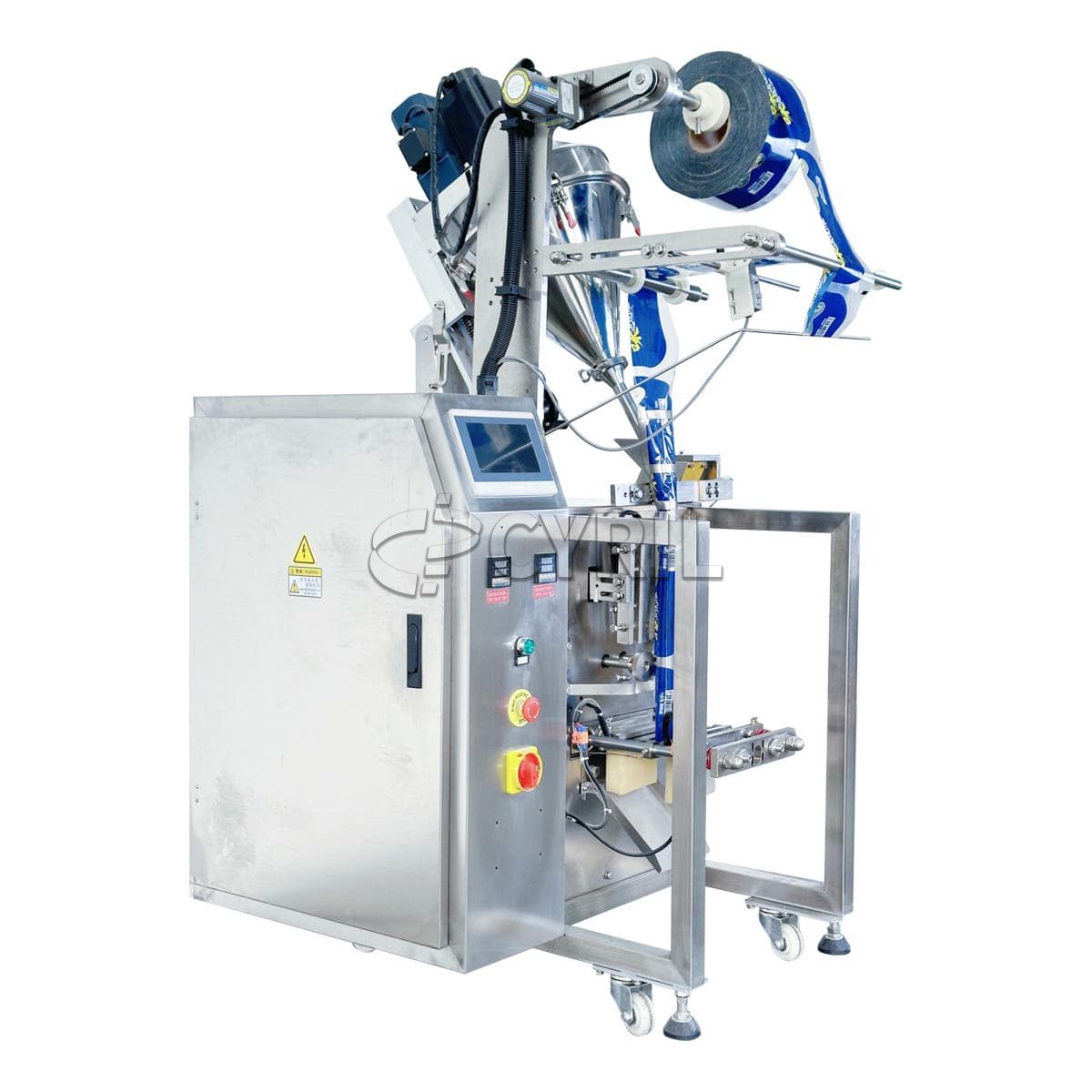 Powder packaging machine+tilt pusher
