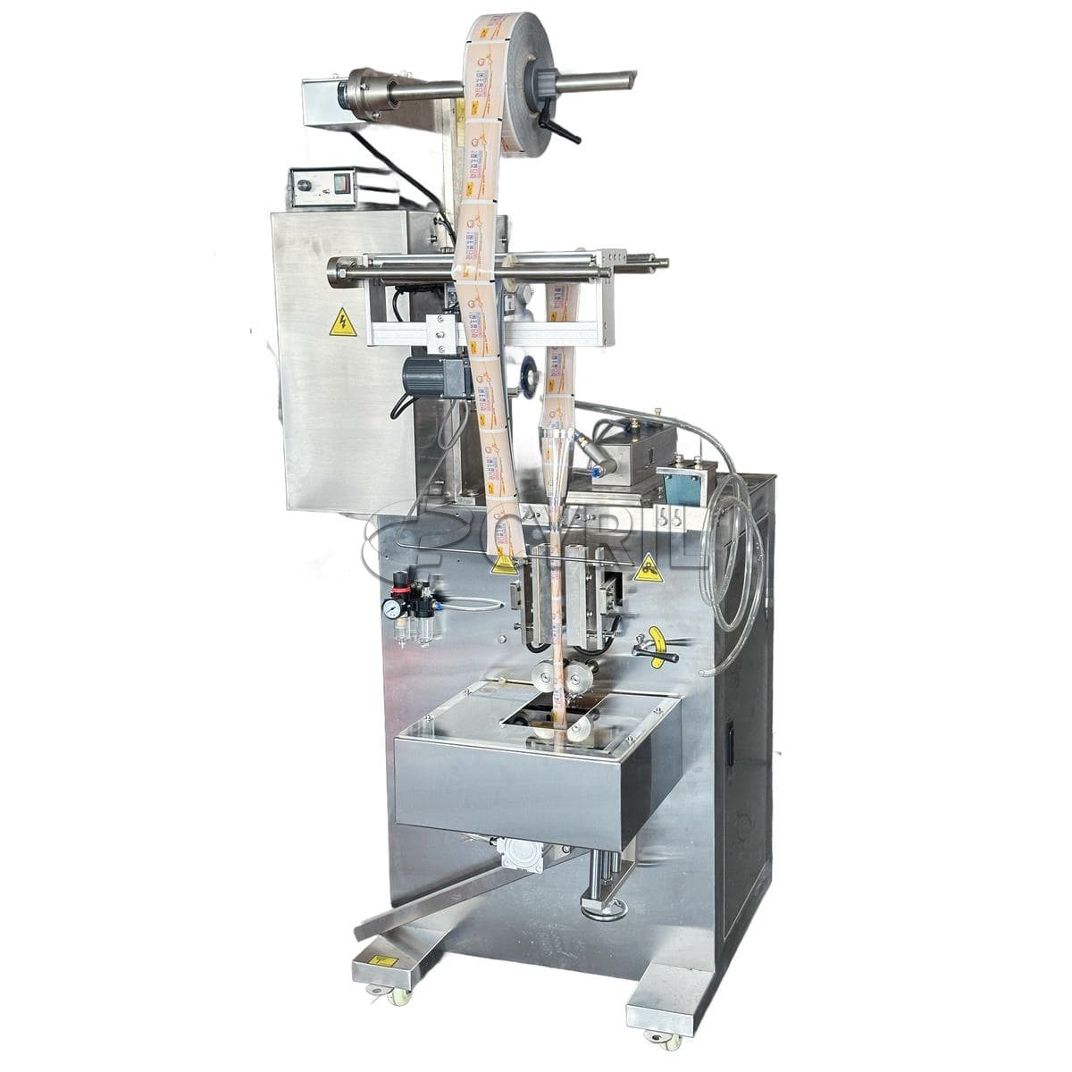 Liquid packaging machine-back seal-rounded corners and special shapes