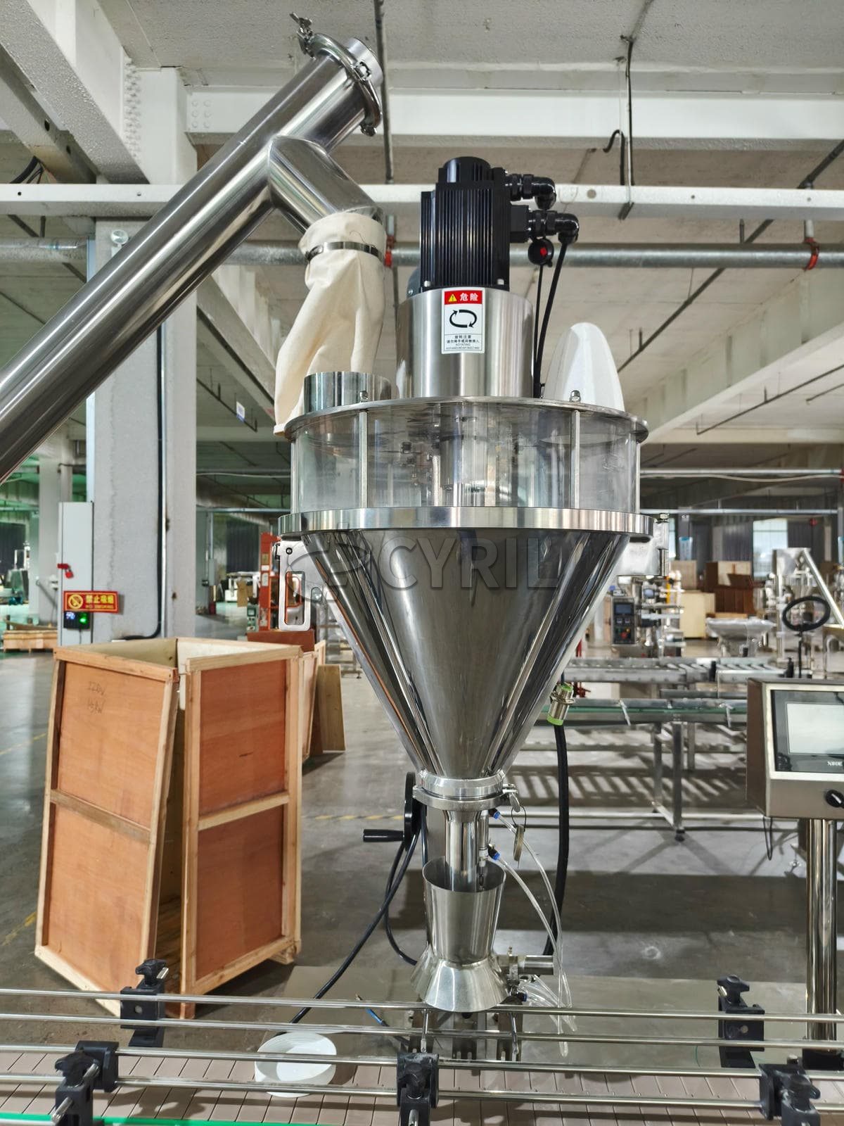 Square bucket loading powder filling machine