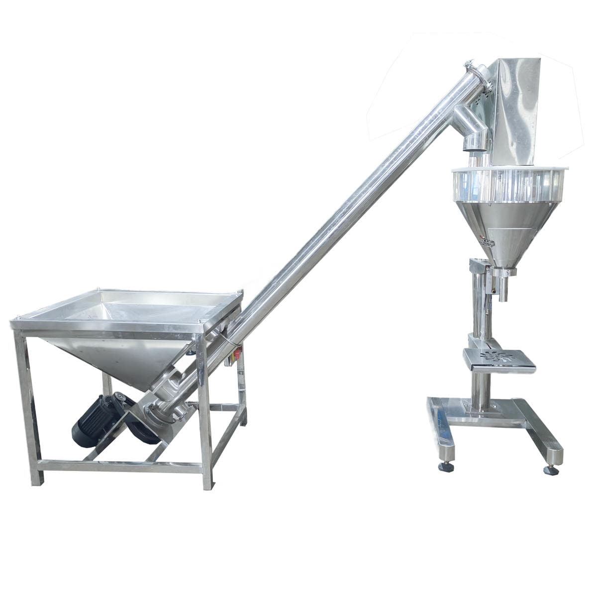 Square bucket loading non-conveyor powder filling machine