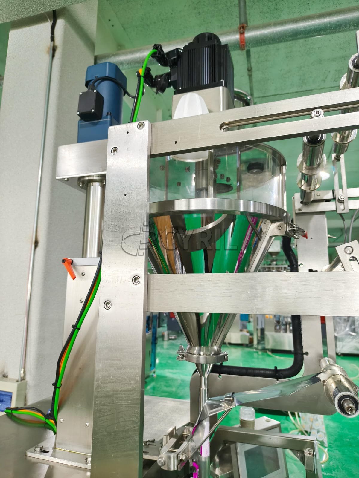 Direct push back seal rounded corner powder packaging machine
