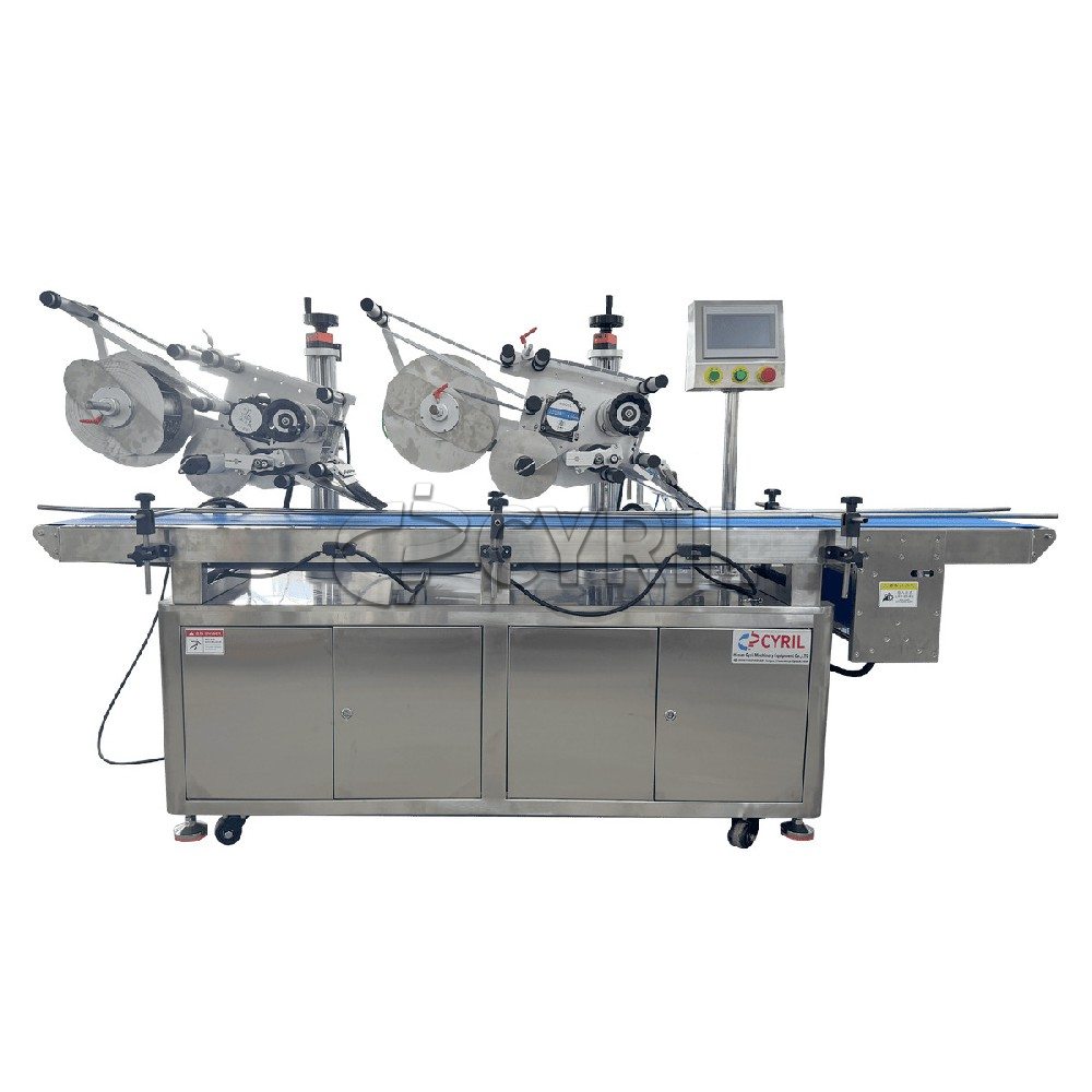 Double-head flat labeling machine